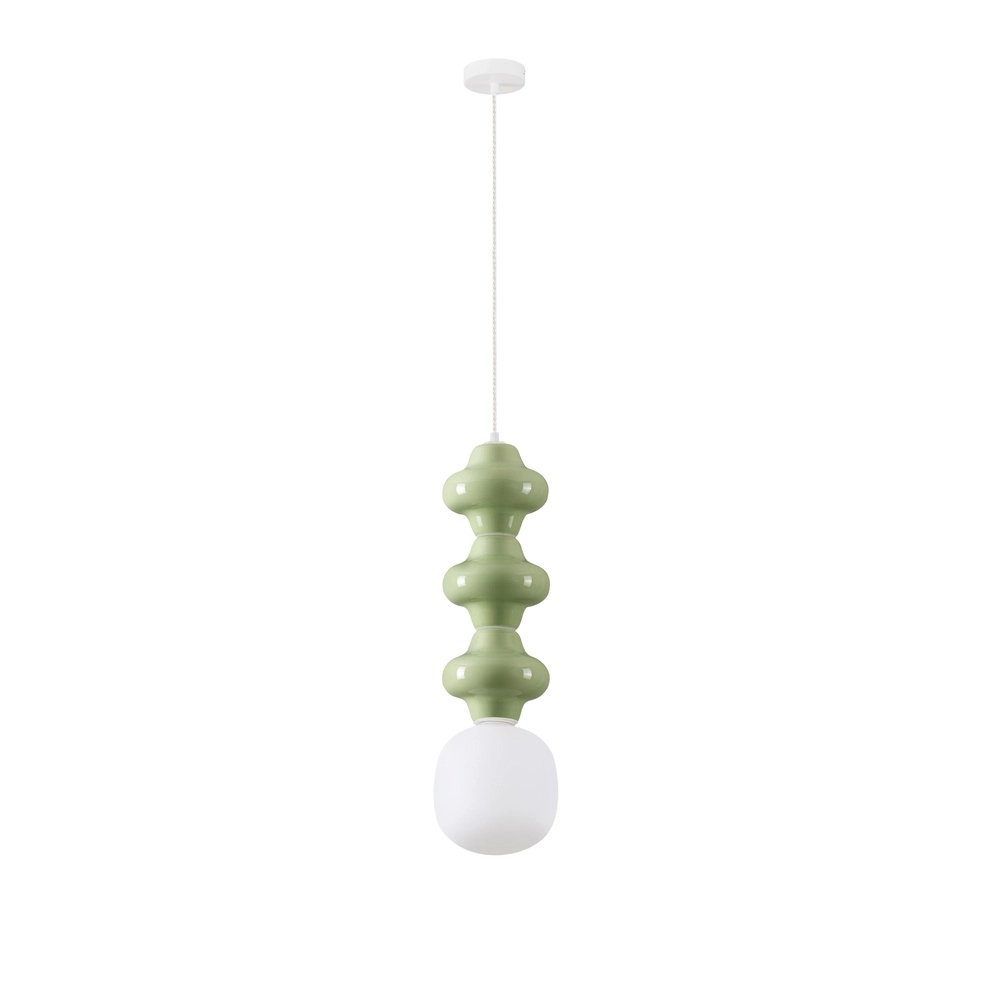 Pendant lamp Clio L light green ceramic with white glass Lyora 5212017461346