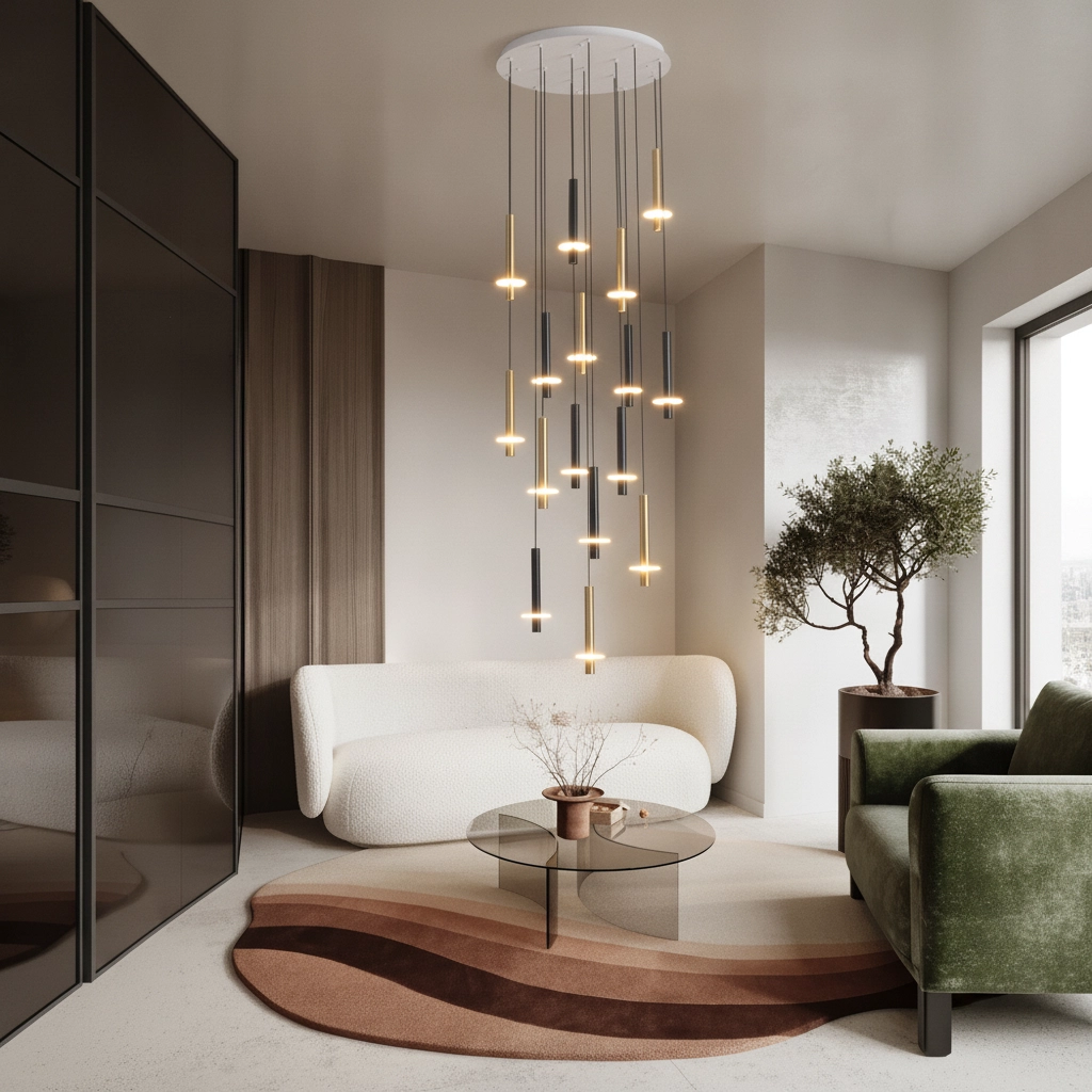 Design pendant lamp Noemi black with white and gold Ø 72cm