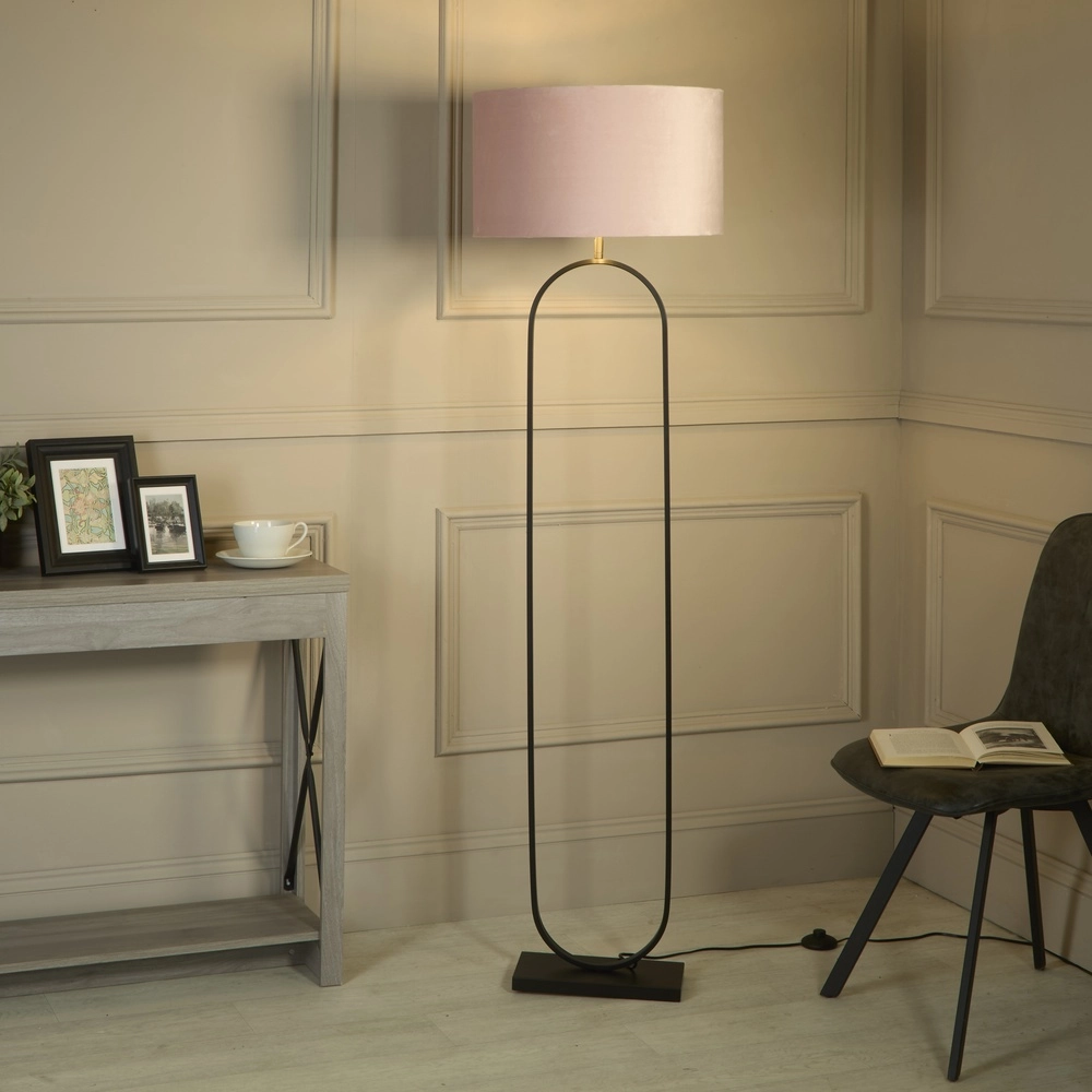 Floor lamp Modish black with pink shade Searchlight 5053423307572