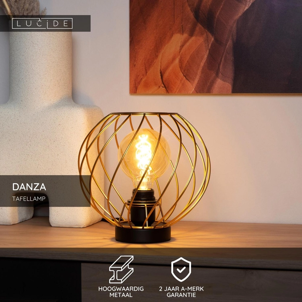 Table lamp Danza Ø 25cm gold Lucide 5411212211583