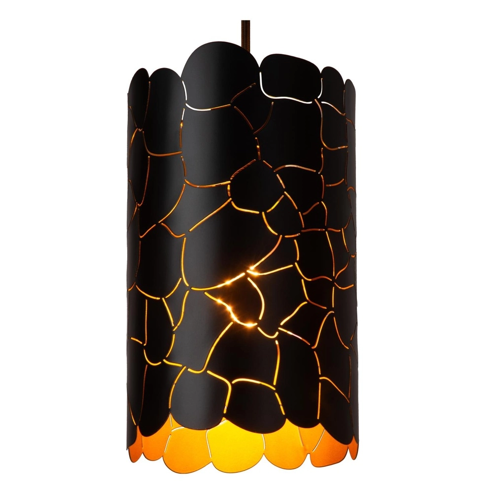 Pendant lamp Almelo 3-light black with gold inside Lucide 5411212211873