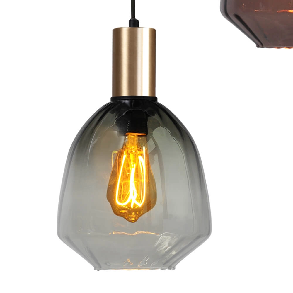 3-light loft hanging lamp - gold - Porto with Nicolette glasses Masterlight 8718121270944