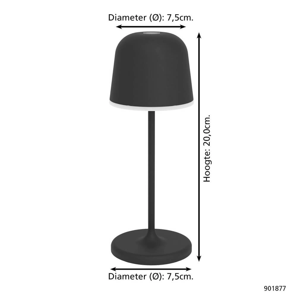 Table lamp Mannera Rechargeable Black Eglo 9008606355518