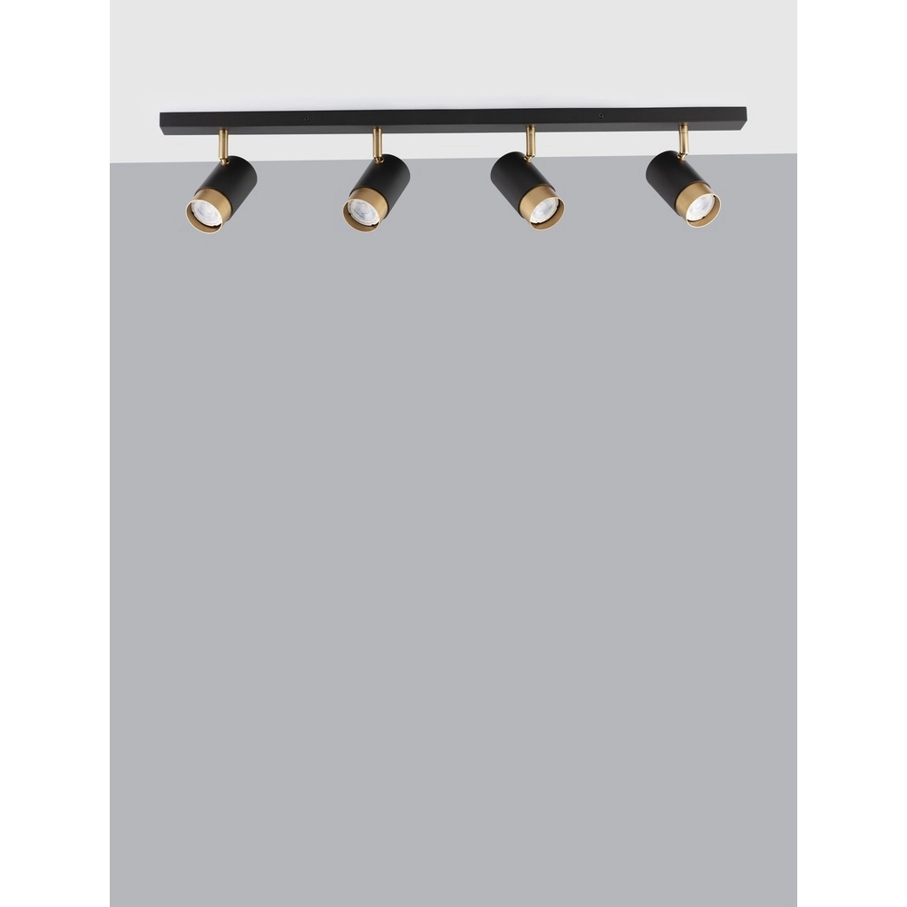 Ceiling spotlight Pogno 4-light black with gold Lyora 5212017430861