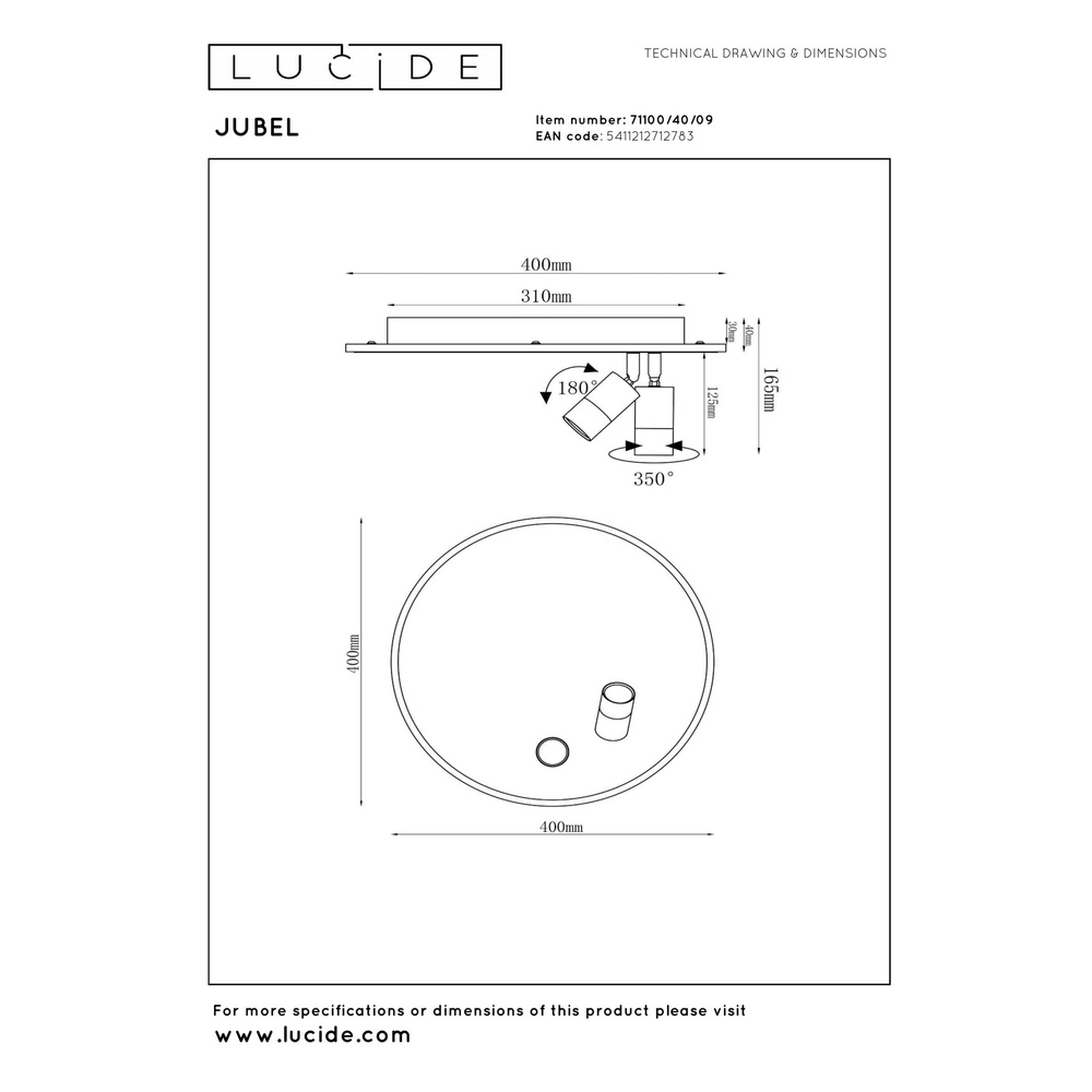 Design ceiling lamp Jubel black Ø 40cm Lucide 5411212712783