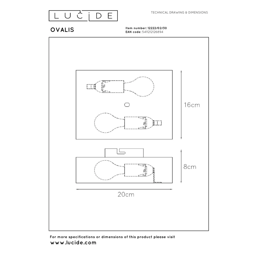 Design wall spot Ovalis Black Lucide 5411212126894