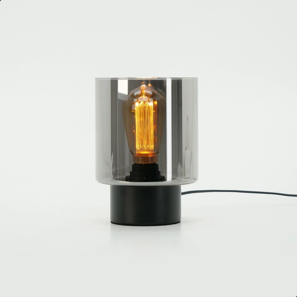 Table lamp Gorosiba with smoke glass