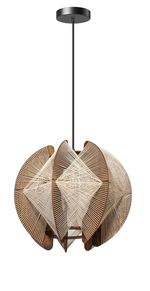 Wooden pendant lamp with wires Jessica Walnut - Ø 40cm