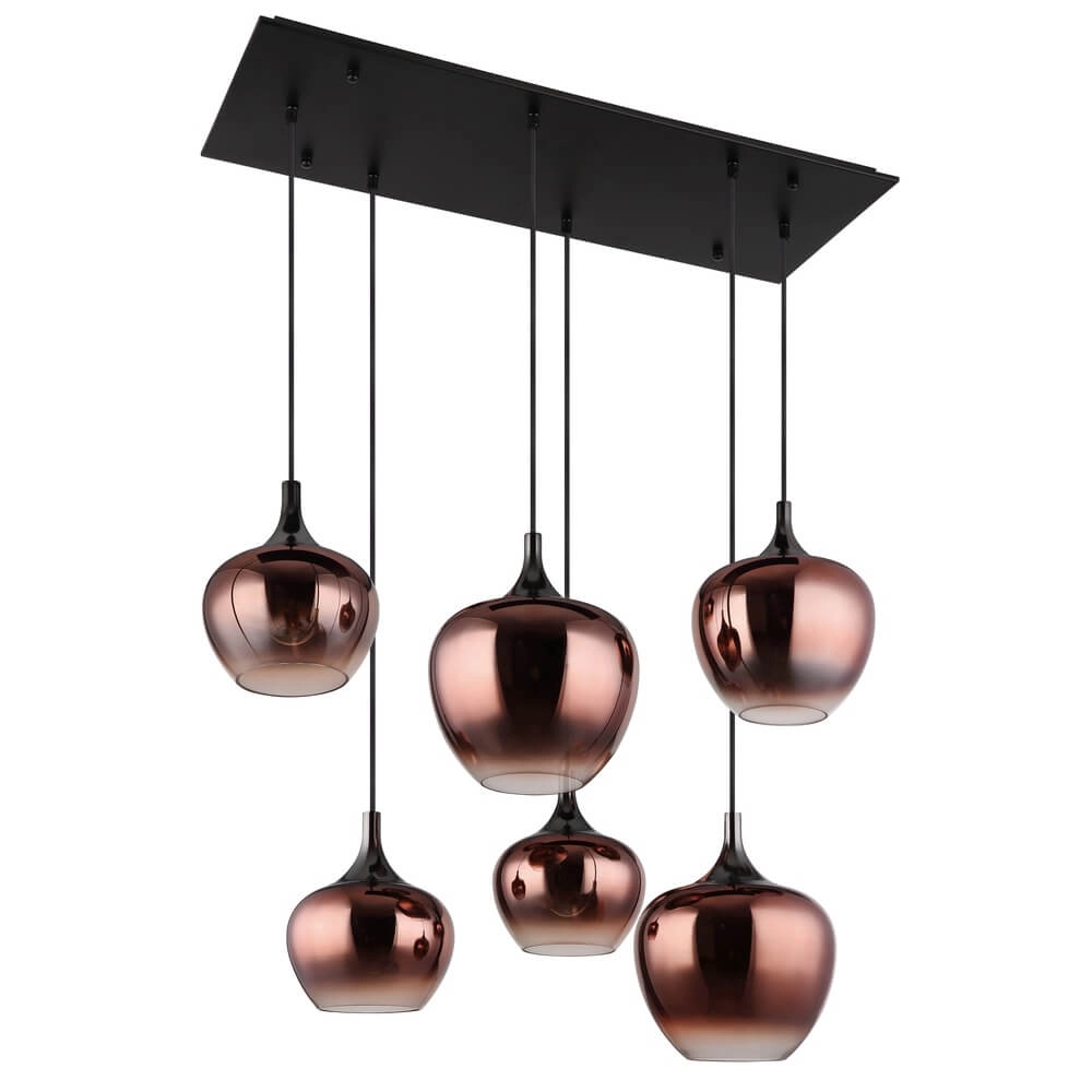 Black pendant lamp Maxy with red glass 6-lights Globo 9007371450985