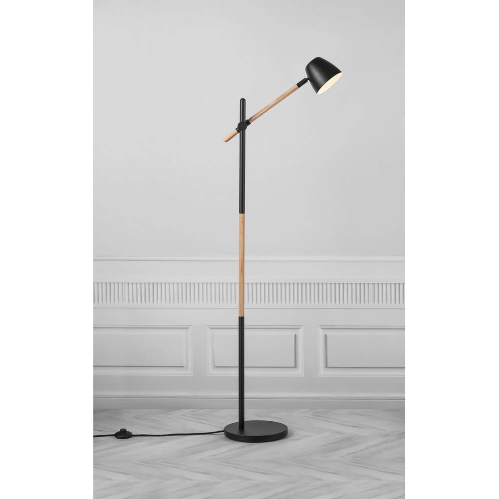 Floor lamp Theo black with wood Nordlux 5704924005701