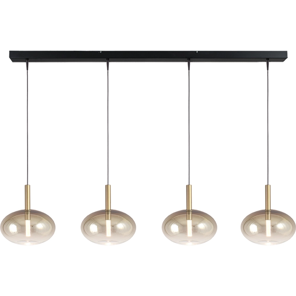 Dining table pendant lamp 4L Lido Onion with gold-fading glass