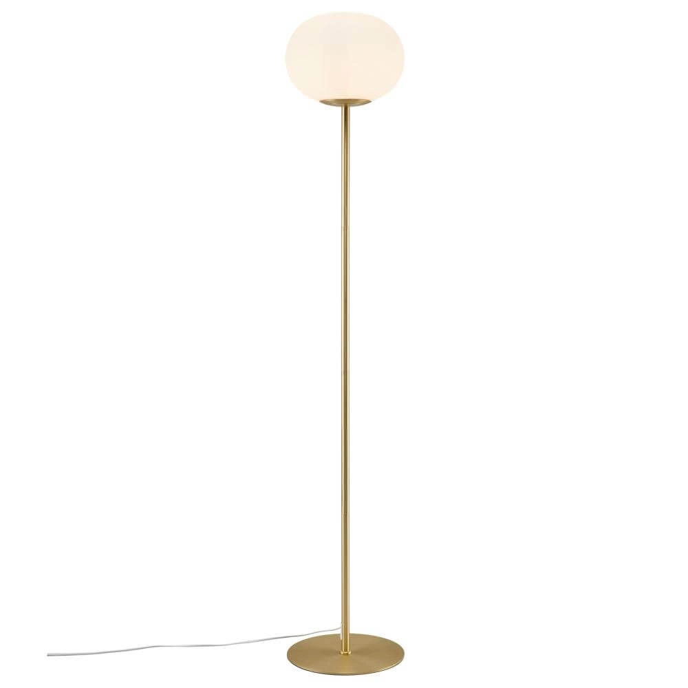 Glass floor lamp Alton brass with white glass