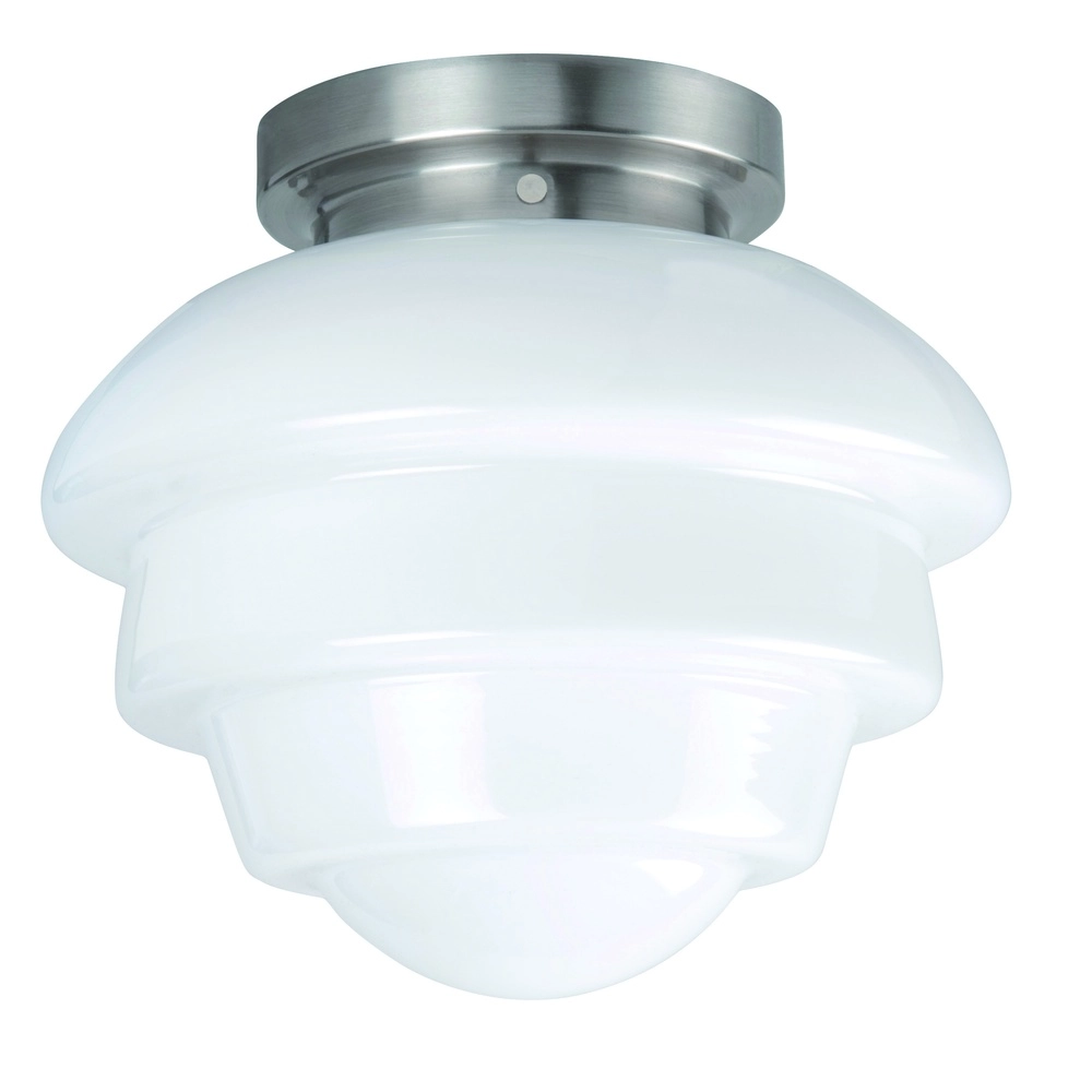 Nickel ceiling lamp Oxford with white glass Ø 30cm