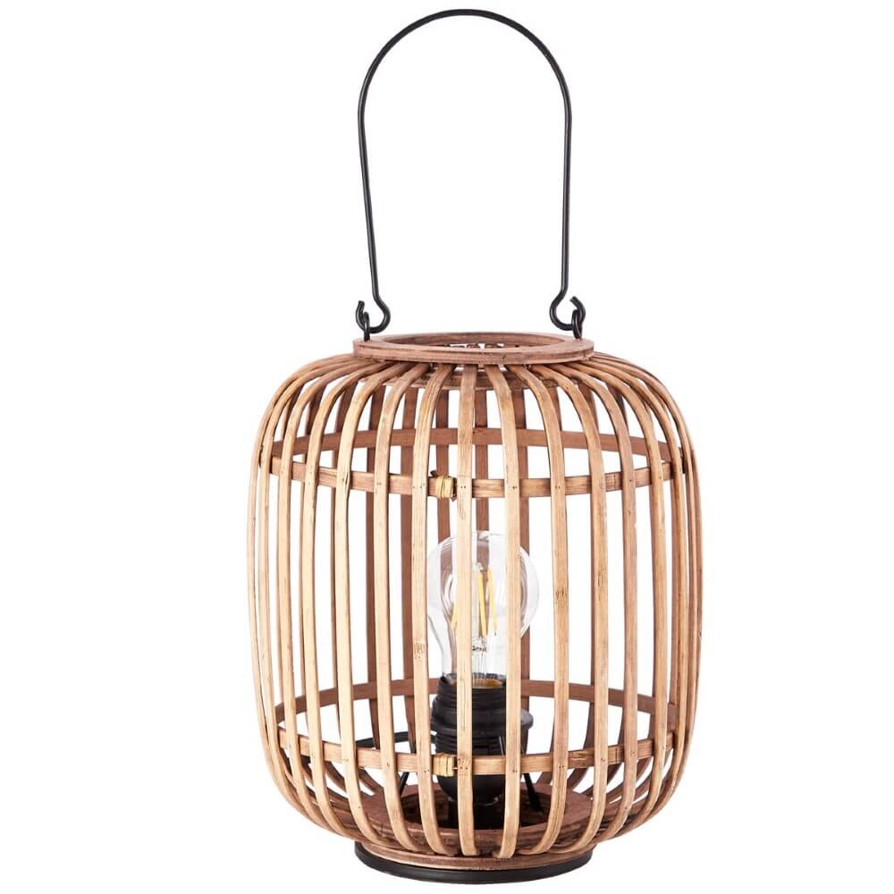 Country table lamp Woodrow wood brown with black wood Brilliant 4004353357428