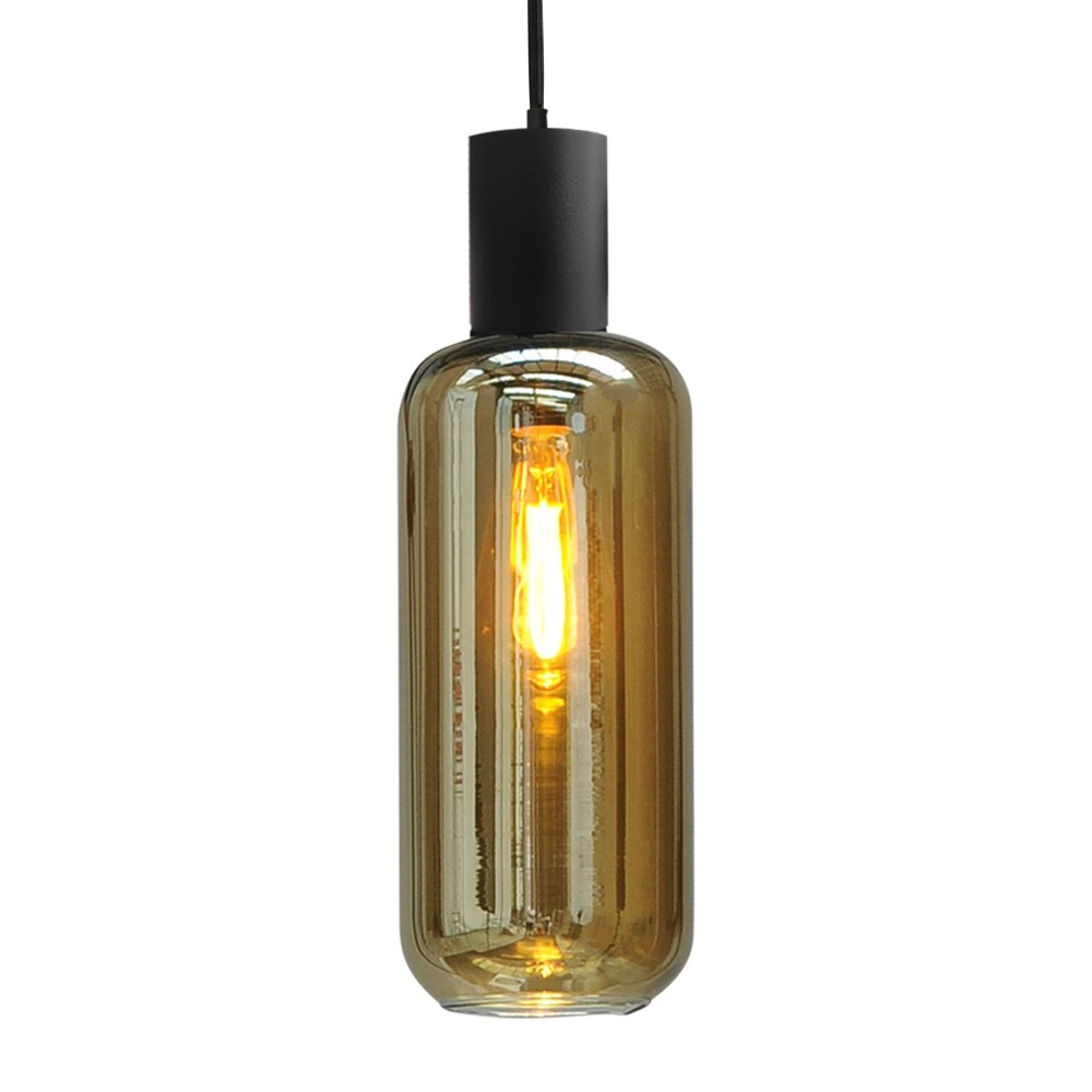 Black pendant hanging lamp Bounty with cylinder glass Masterlight 8718121248448