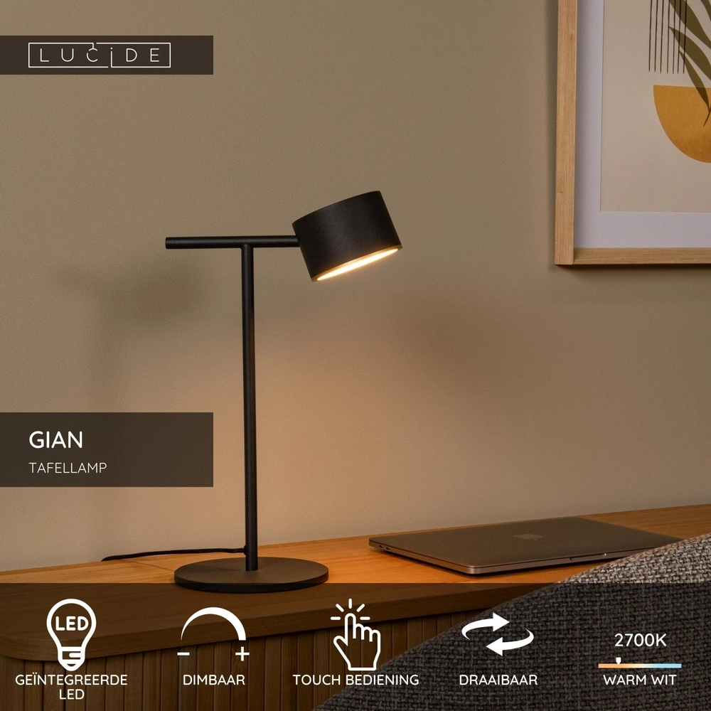 Table lamp Gian Black Lucide 5411212441980