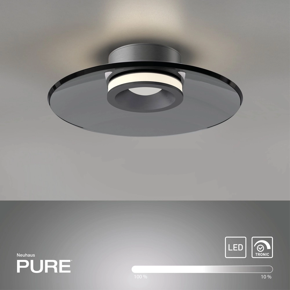 Ceiling lamp Pure Moon Ø 32cm - platinum with smoke glass Paul Neuhaus 4012248386330