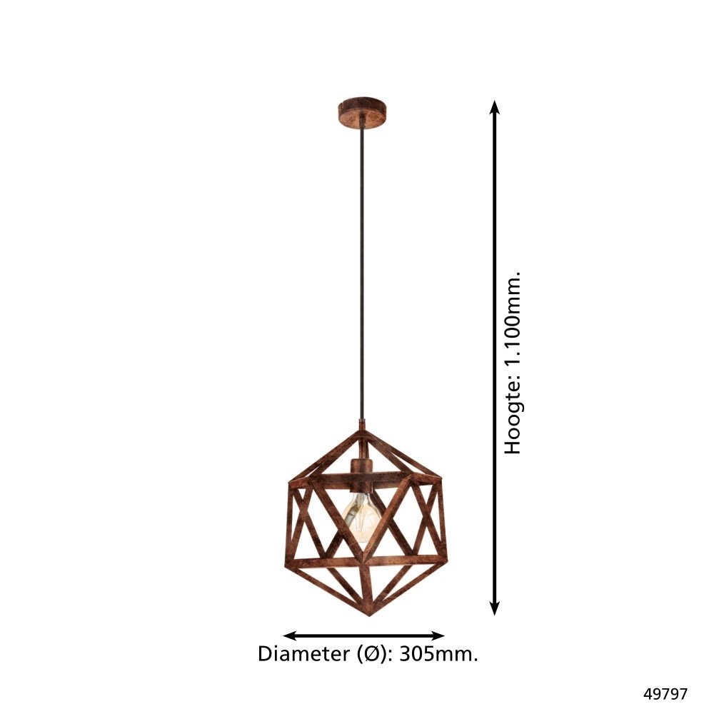 Pendant lamp Embleton 30,5cm antique copper Eglo 9002759497972