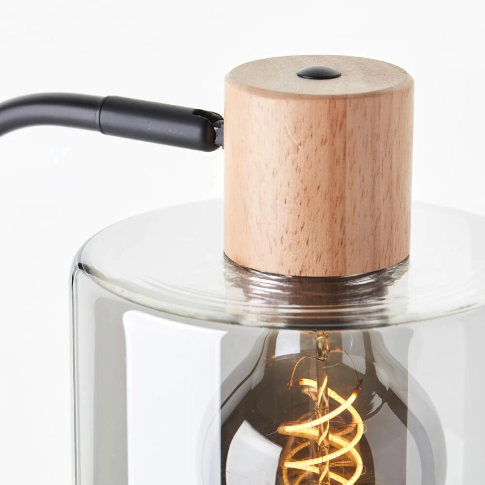 Table lamp Weald black with wood Brilliant 4004353419263
