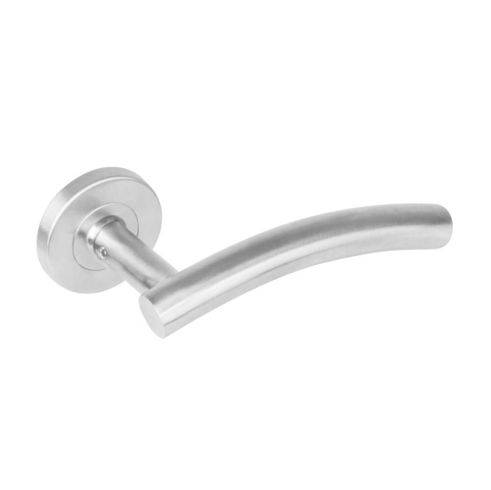 Door handle Gebogen rosette with ridge stainless steel