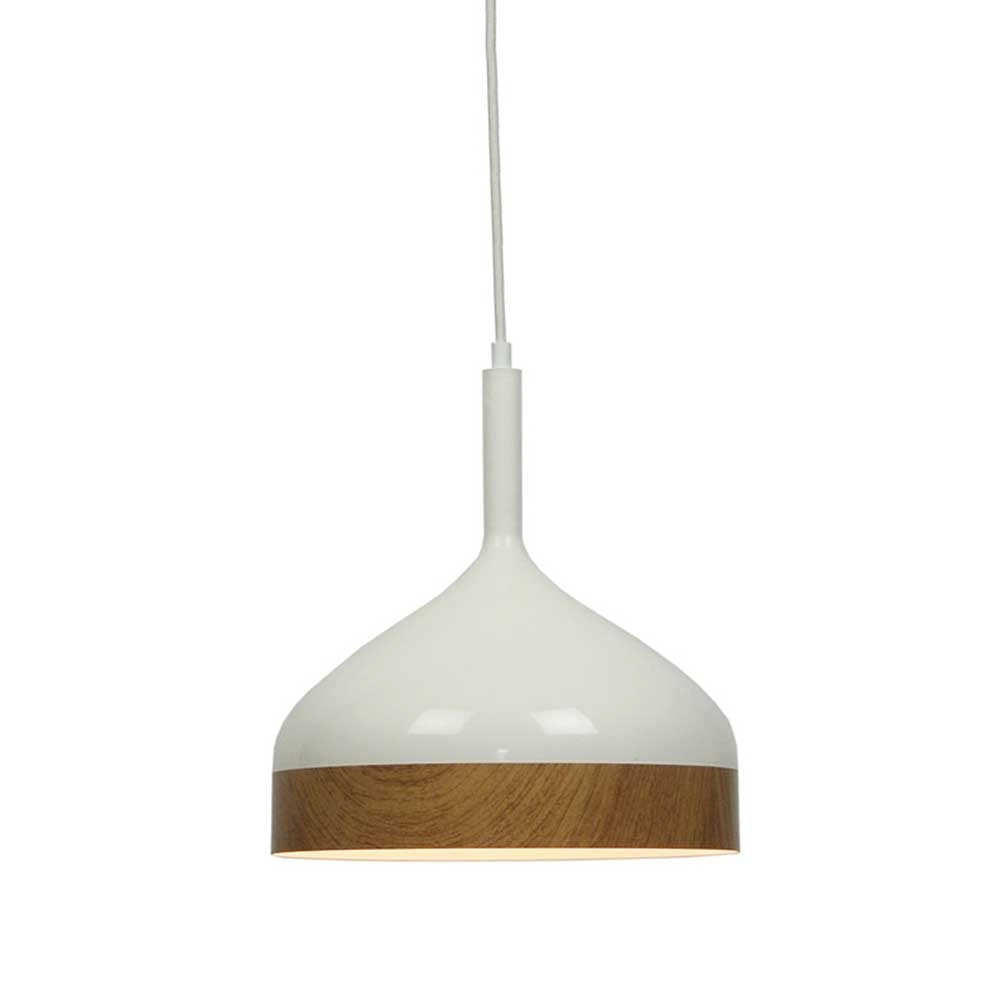 Ø 45cm hanging lamp Moondrop 30cm white with wood brown