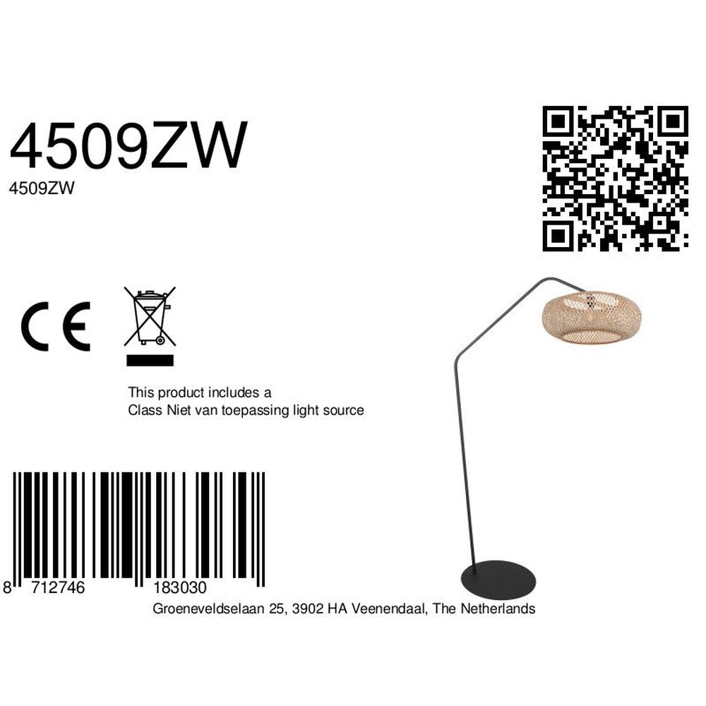Arc lamp ZigZag with rattan hood Steinhauer 8712746183030