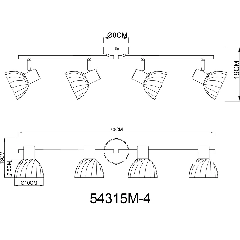 Ceiling lamp 4-lights Zachery Gold Globo 9007371531509