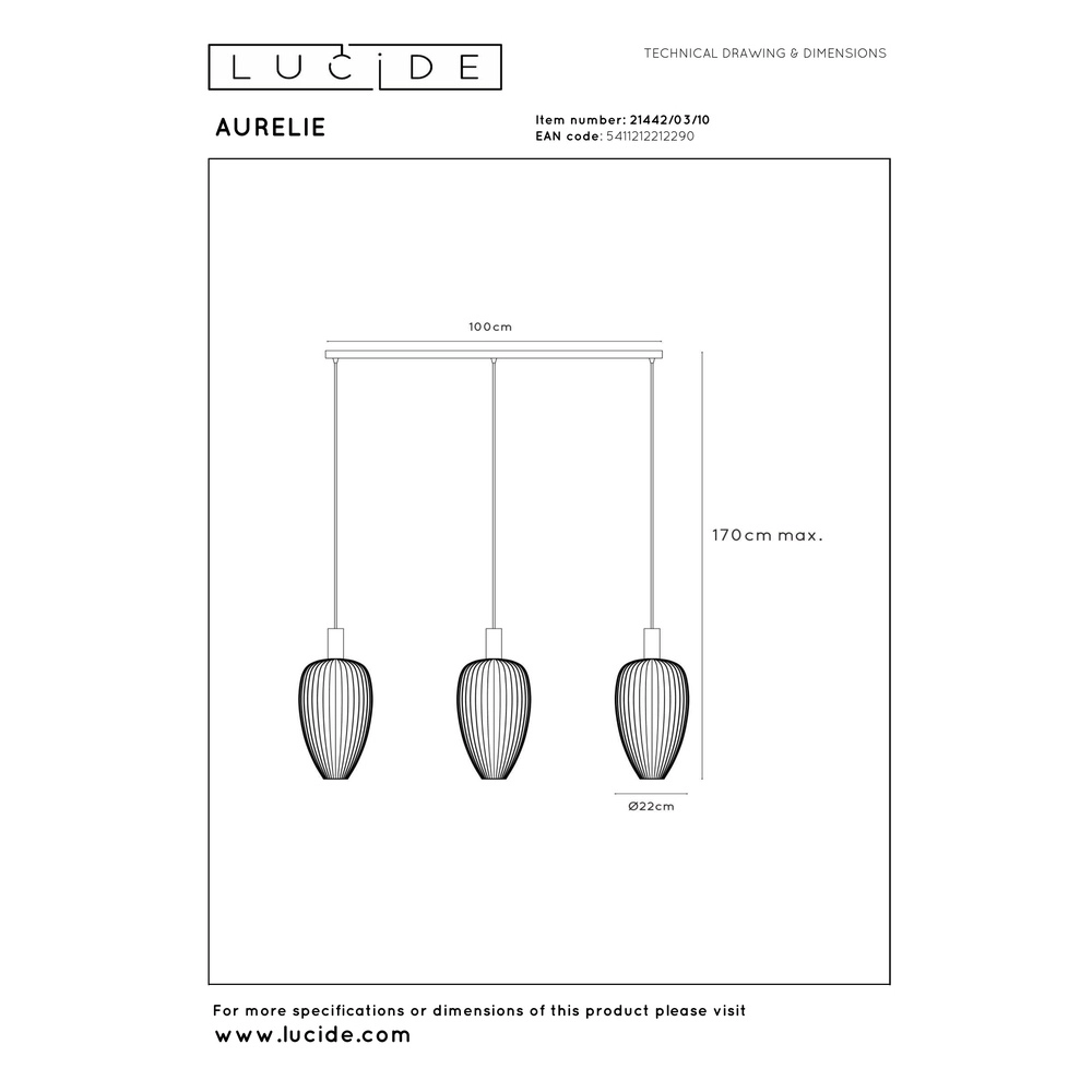 3-light wire lamp Aurelie Gold Lucide Vibes 5411212212290