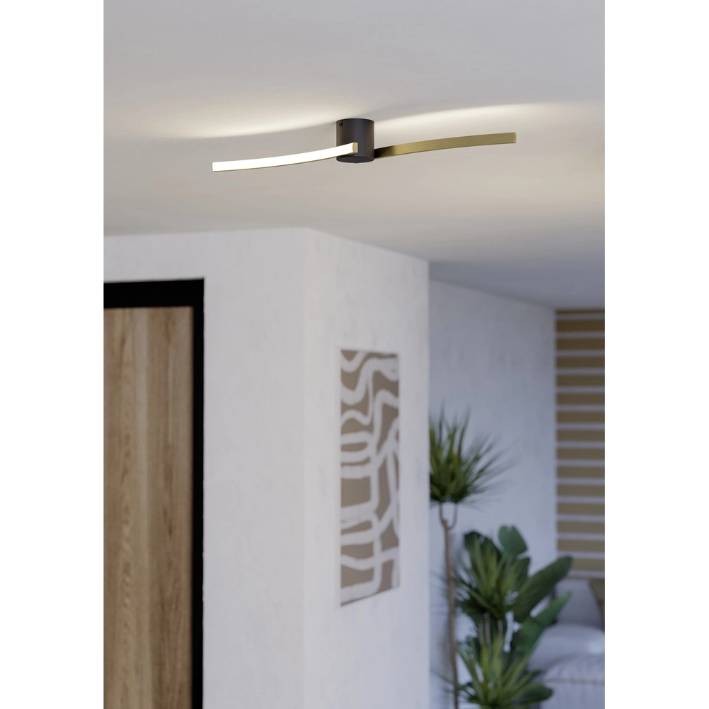 Slim led ceiling light Aieta 72cm - gold with black Eglo 9008606316106