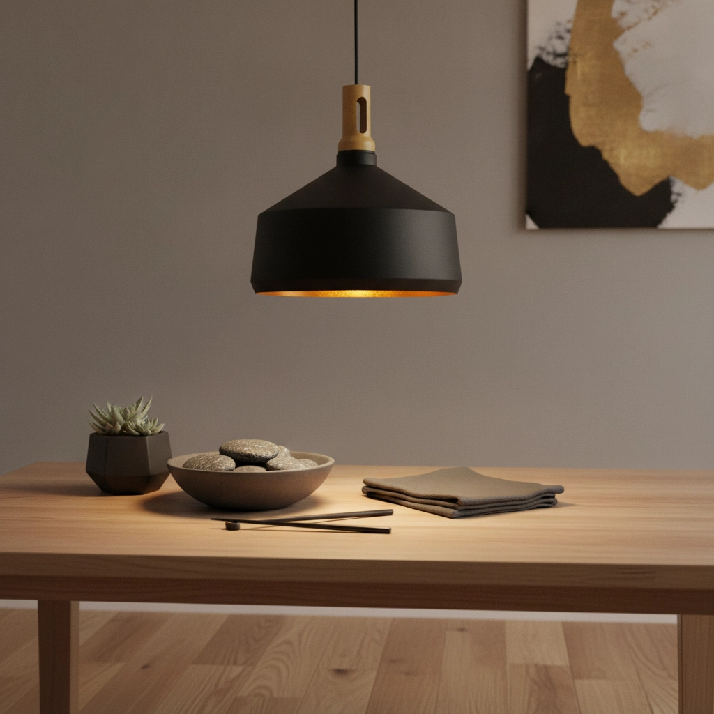Black with wooden hanging lamp Cornet