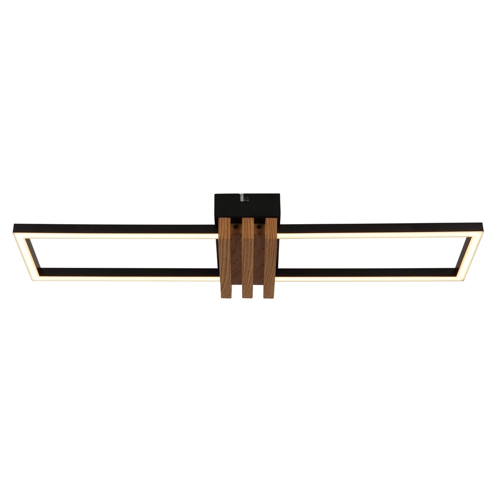 Modern ceiling lamp Dakari I black with wood 60cm Globo 9007371522781
