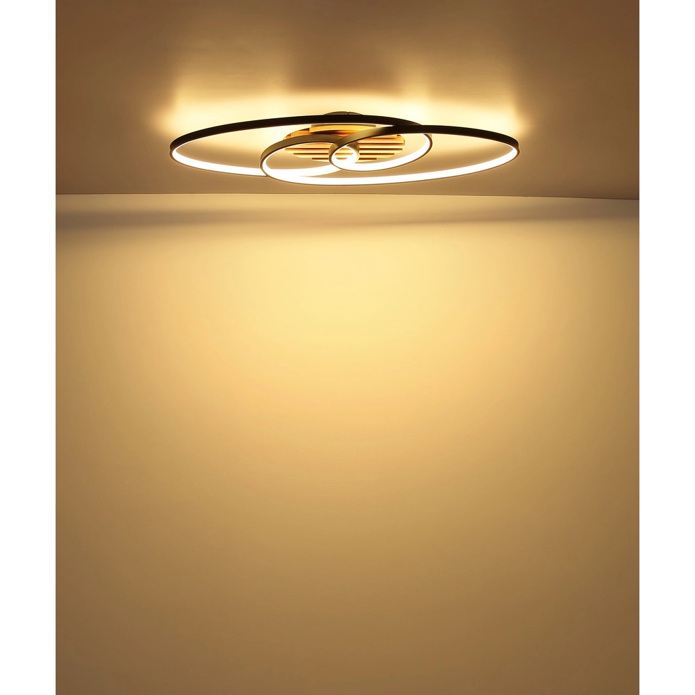 Oval ceiling lamp Tisha I black with wood Globo 9007371572281