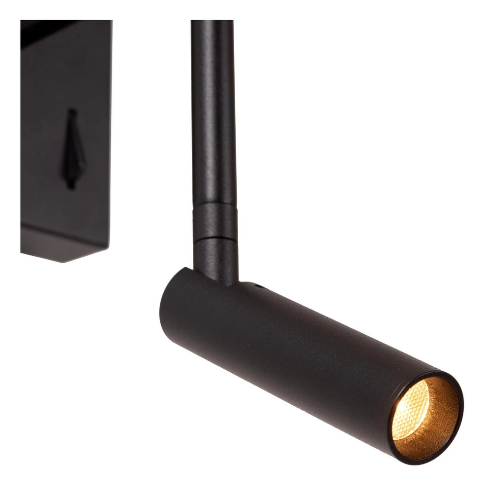 Design wall lamp Finan with reading lamp and USB charging point black Lucide 5411212680020