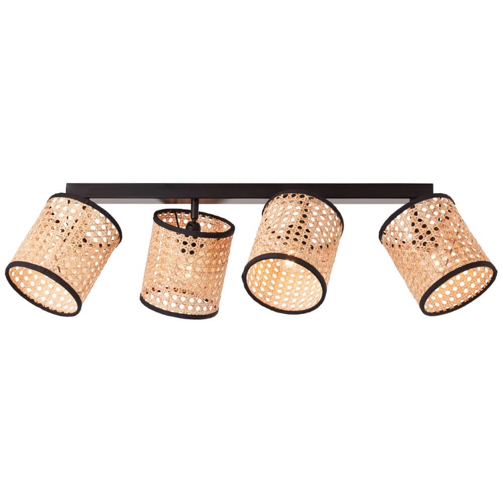 Spots Wiley 4-light black with rattan