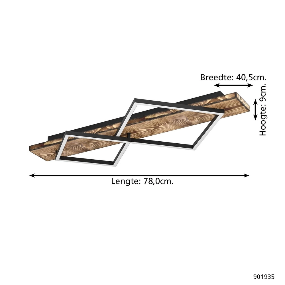 Design ceiling lamp Boyal black with dark wood Eglo 9008606351954