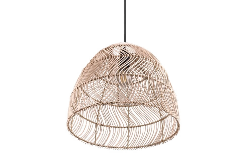 Hanging lamp Rike black with rattan wickerwork Trio 4017807539295