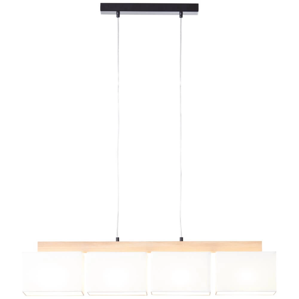 Hanging lamp Rayan white with wood Brilliant 4004353393662