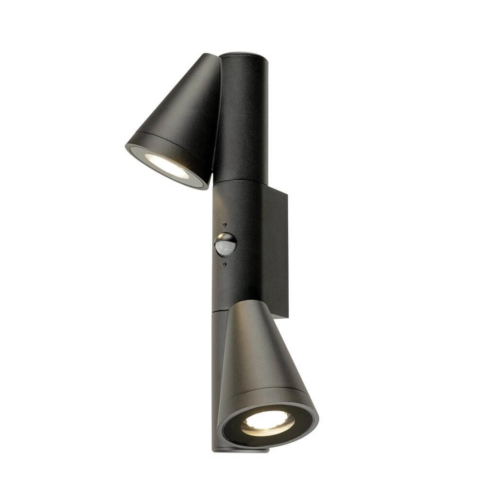 Design wall lamp T-Tube WL Double black with sensor