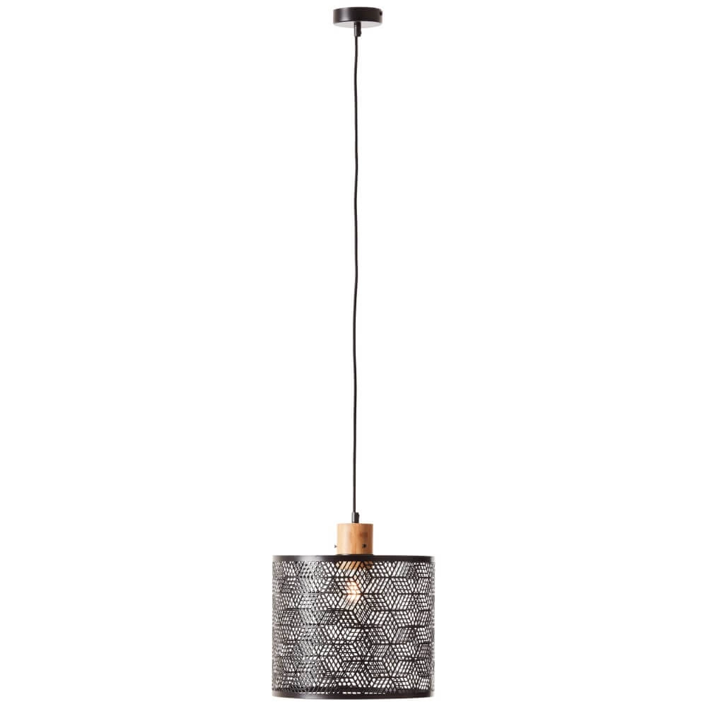 Hanging lamp Santy 29cm black with wood Brilliant 4004353391002
