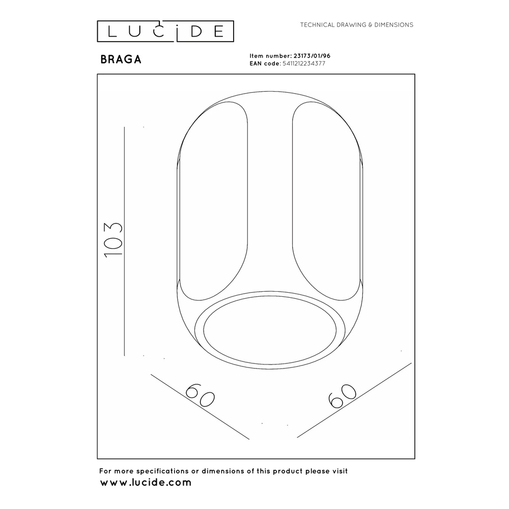 Champagne surface-mounted spot Braga 1x GU10 - Ø 6cm Premium by Lucide 5411212234377