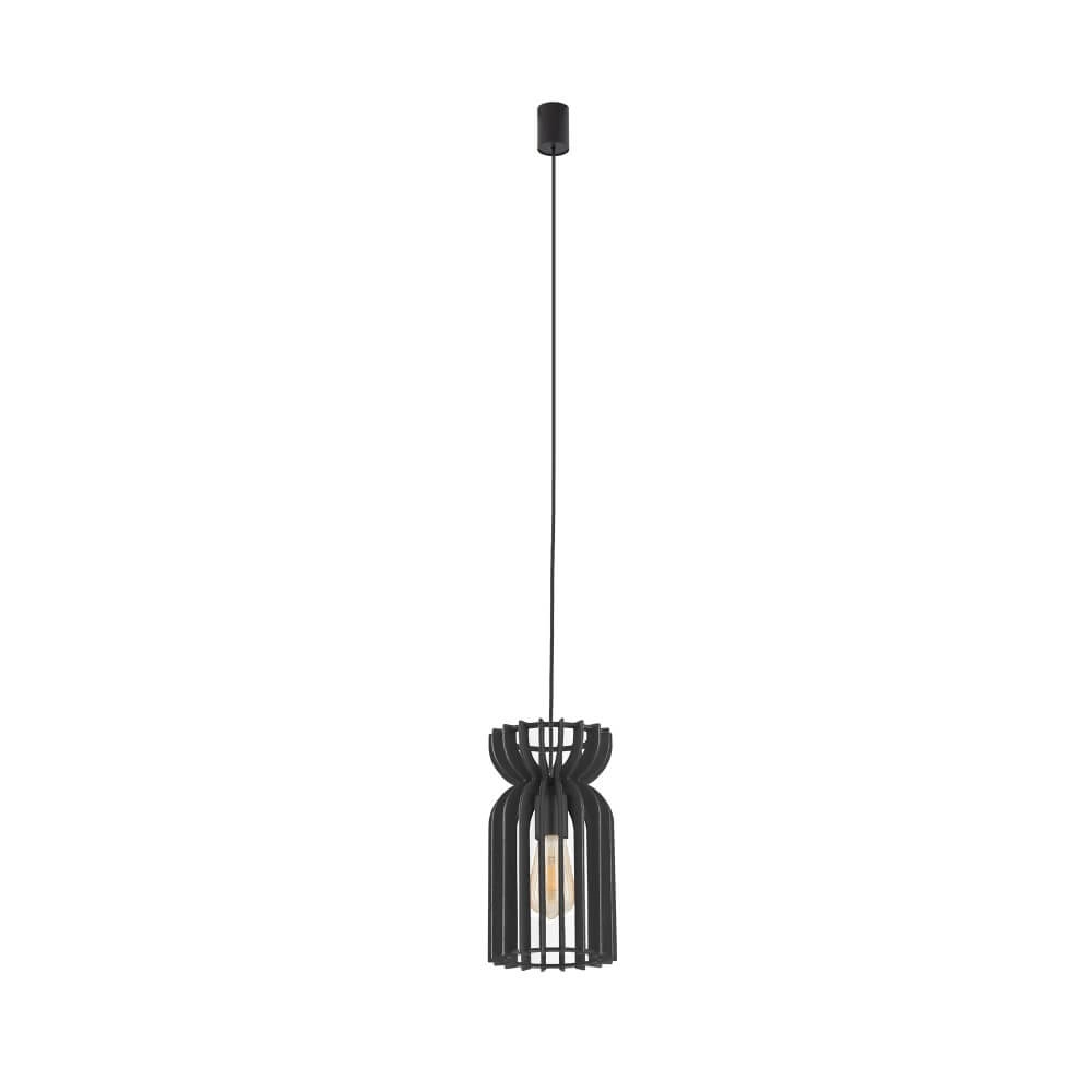 Wooden hanging lamp Kymi Ø 16cm - black Lyora 5903139105743