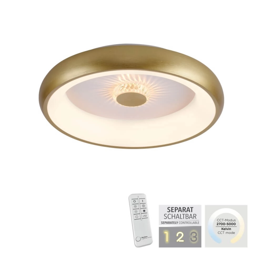 Round ceiling lamp Vertigo brass Ø 46.5cm Just Light 4043689994716