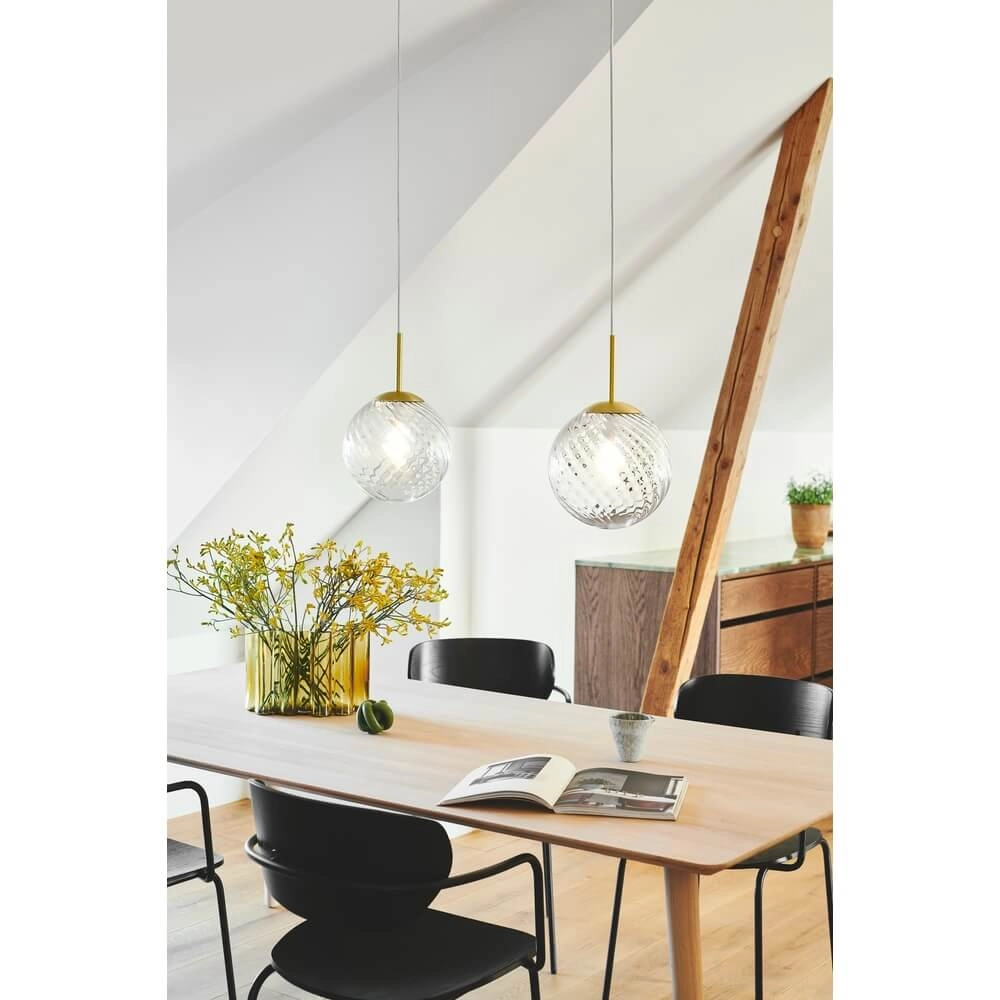 Glass pendant lamp Chisell brass Ø 25cm Nordlux 5704924015656