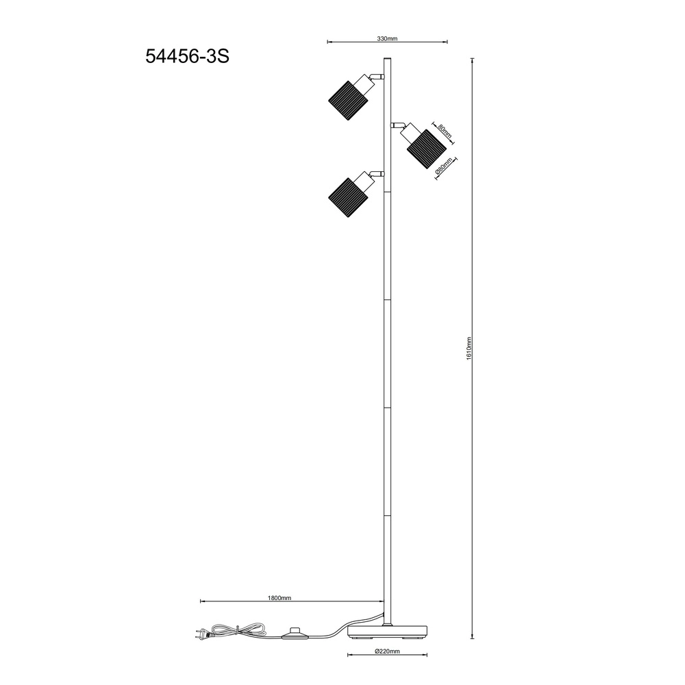 Design floor lamp Villegas 3-light gunmetal Globo 9007371569953