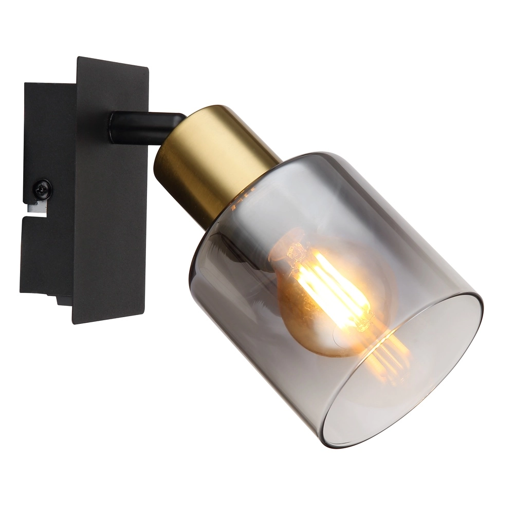Wall lamp Hollsy black with smoke glass
