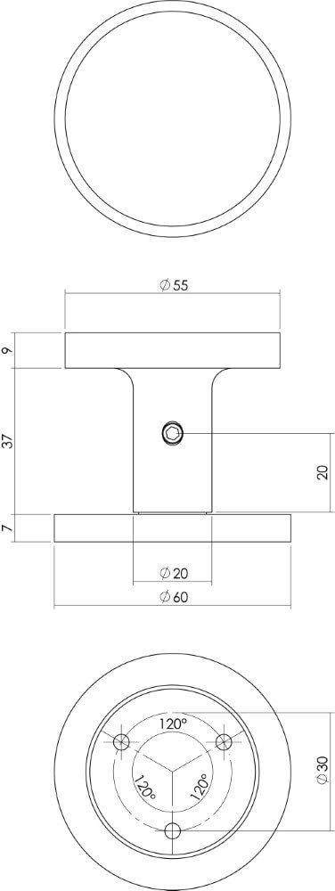 Front door knob Rond Single-sided mounting aluminum Intersteel 8714186447802