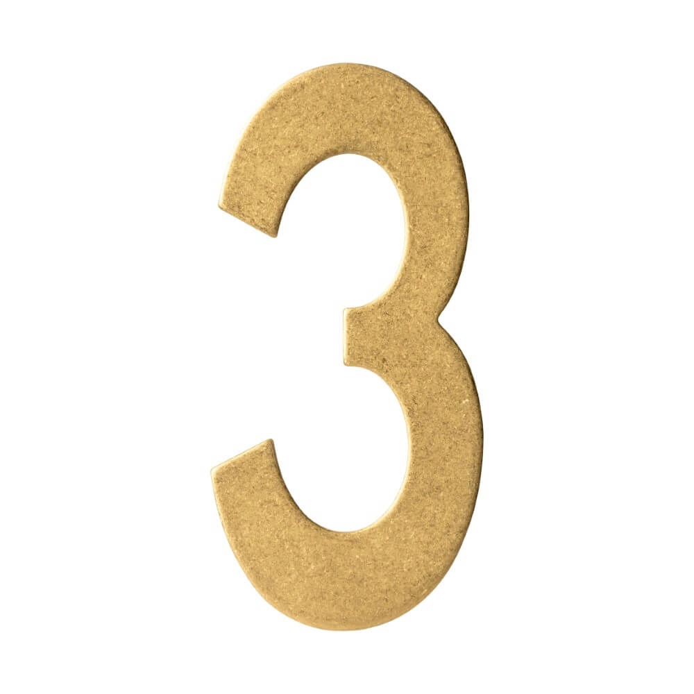 House number 3 Numbra 15cm brass tumbled