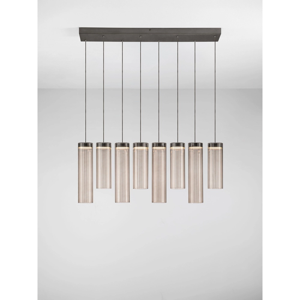 Design pendant lamp Brielle anthracite with mocha glass 8-lights Lyora 5212017495433