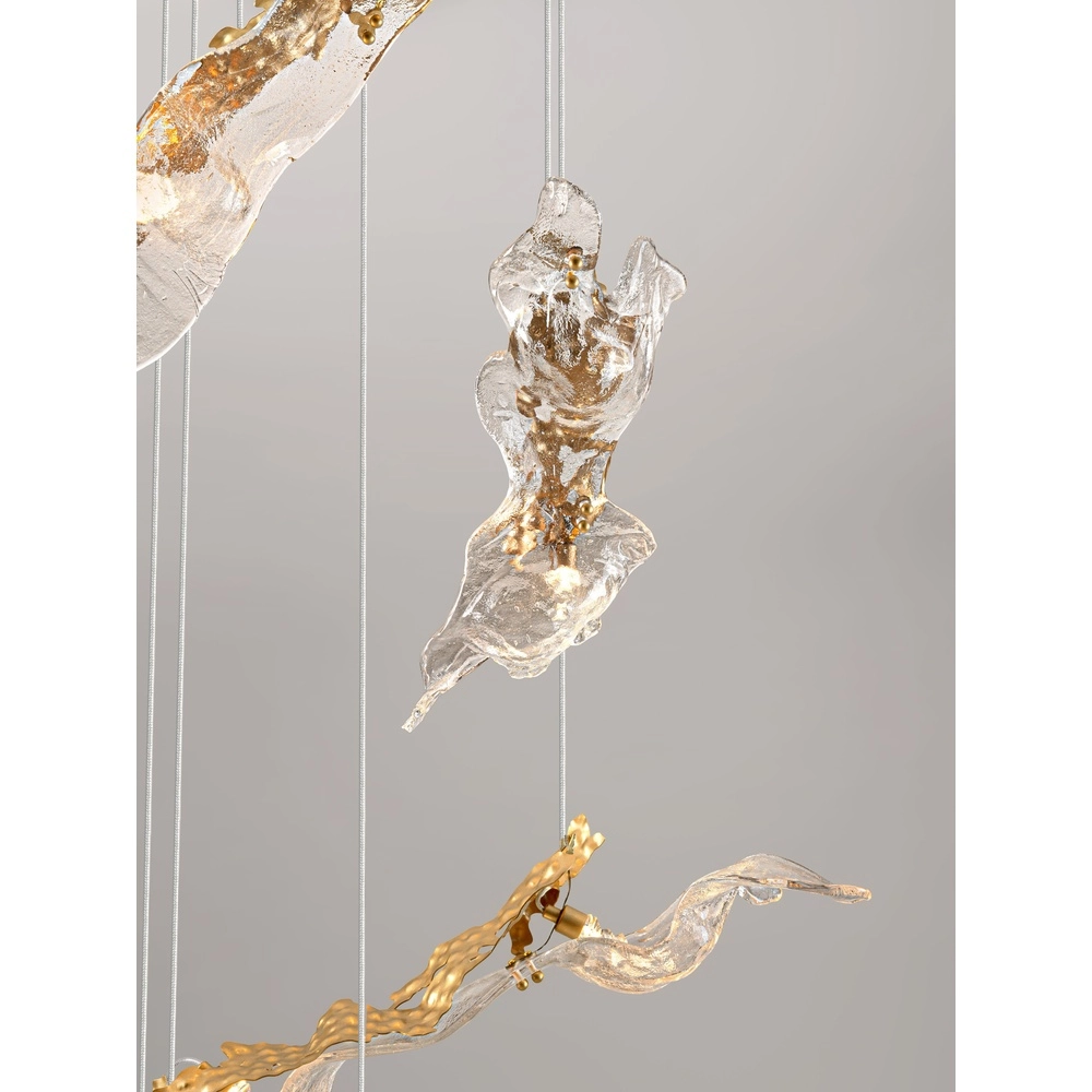 Golden pendant lamp Avesa with clear glass Ø 60cm Lyora 5212063500433