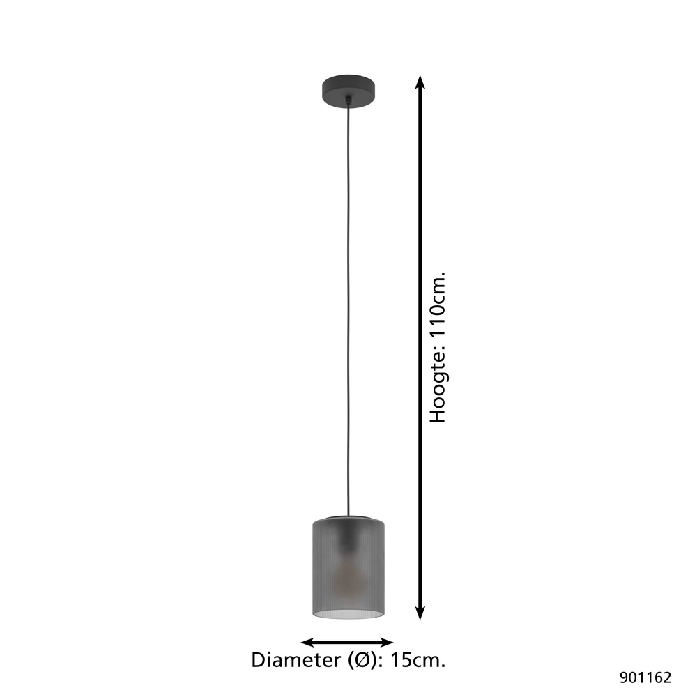 Pendant lamp Colomera Ø 15cm - smoke frosted glass Eglo 9008606307142